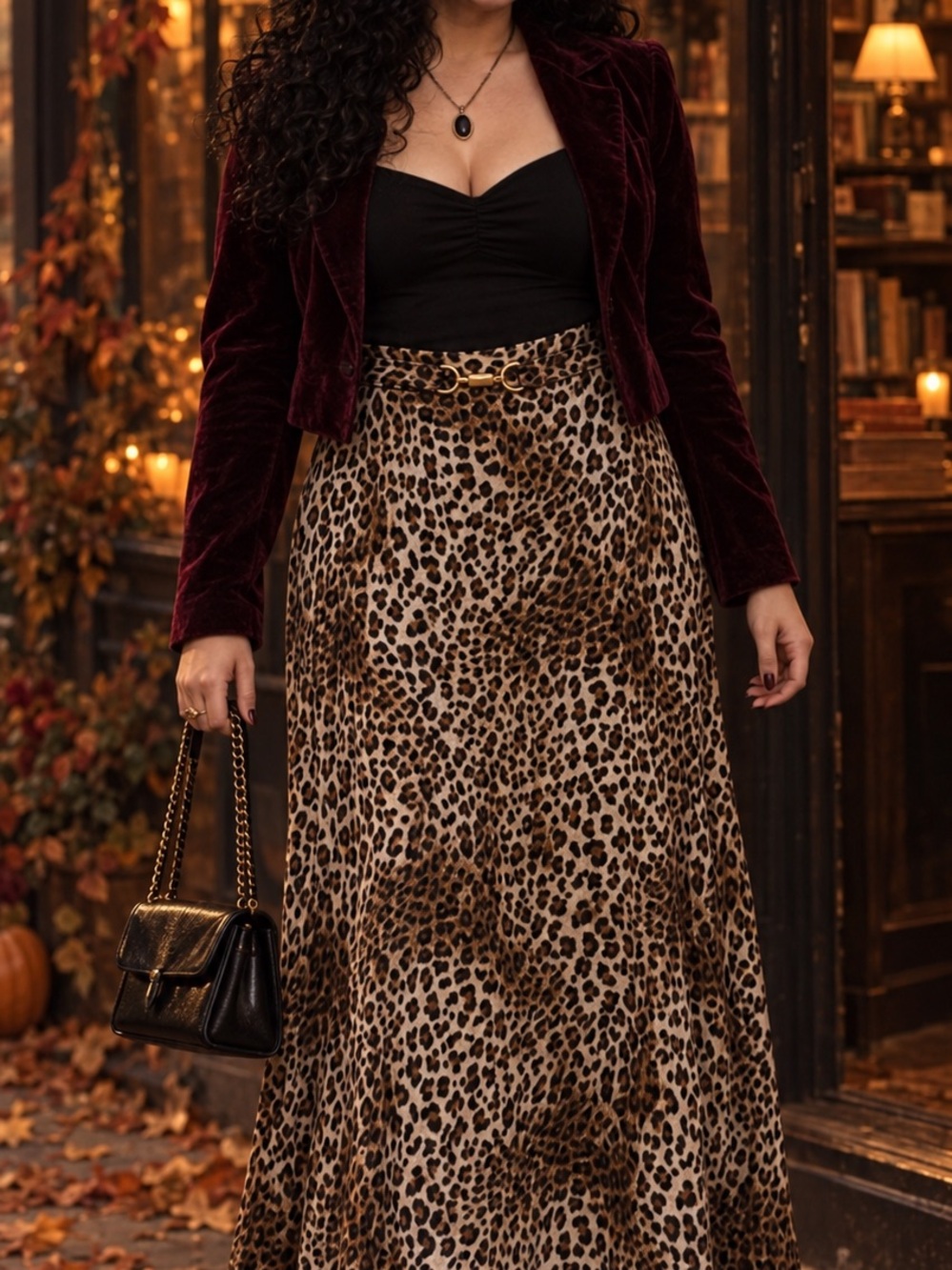 Chic Leopard Print Maxi Skirt in Brown & Black plus size 2x skirt fall fashion